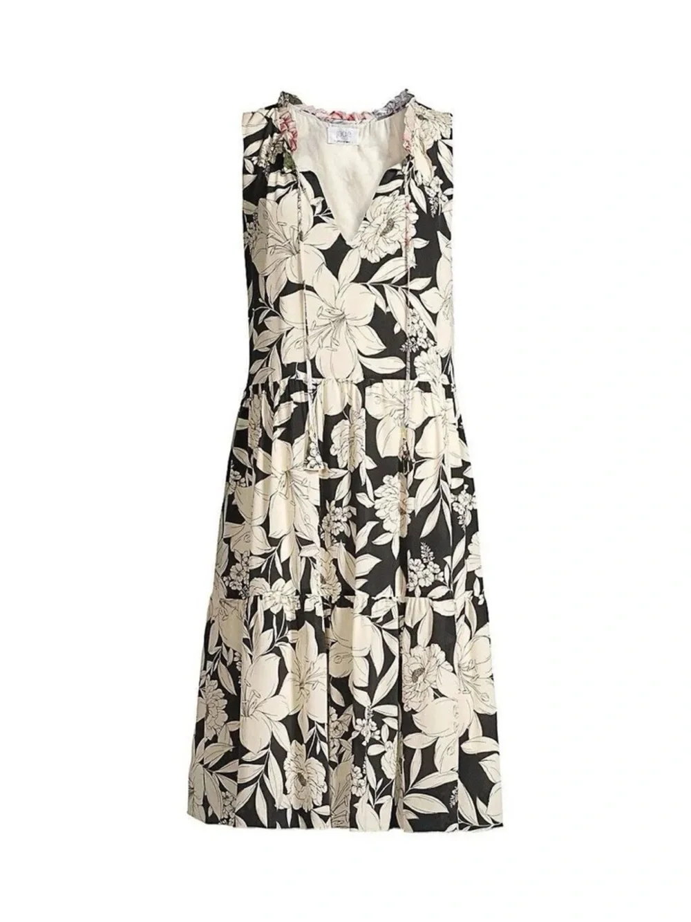 Jade by Johnny Was Juliette Silk Tiered Dress in Floral Black Size XS